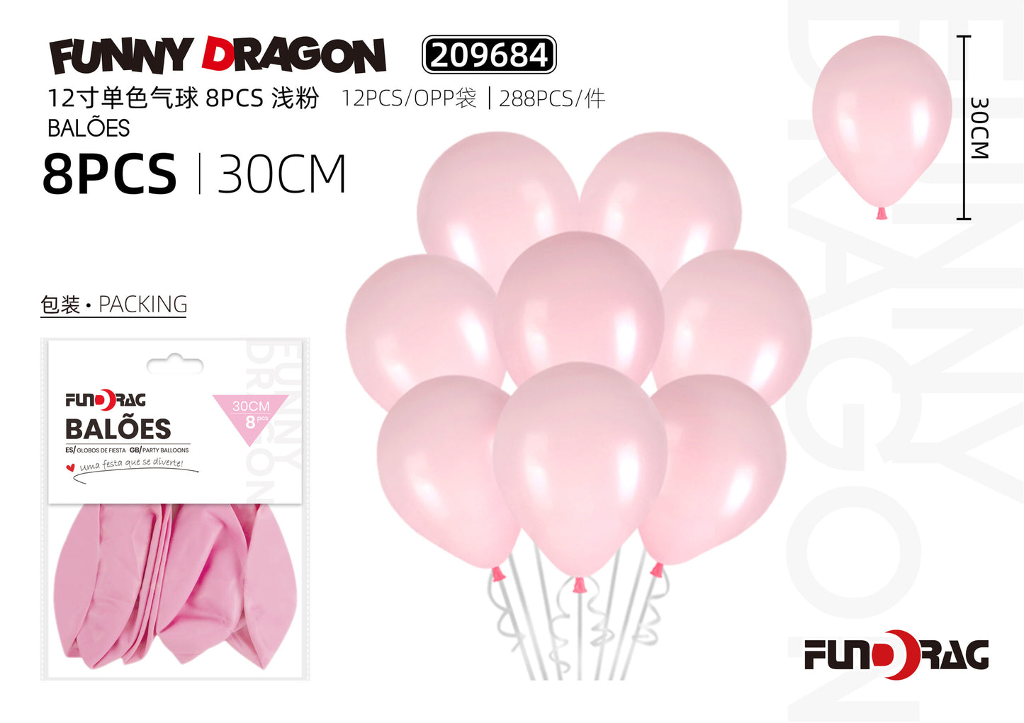 BALAO DE 8 PCS DE 30CM