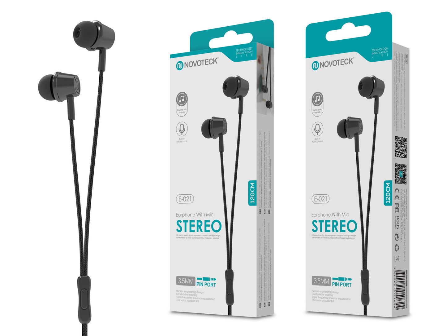 Auriculares Com Micro 120Cm Negro E-021