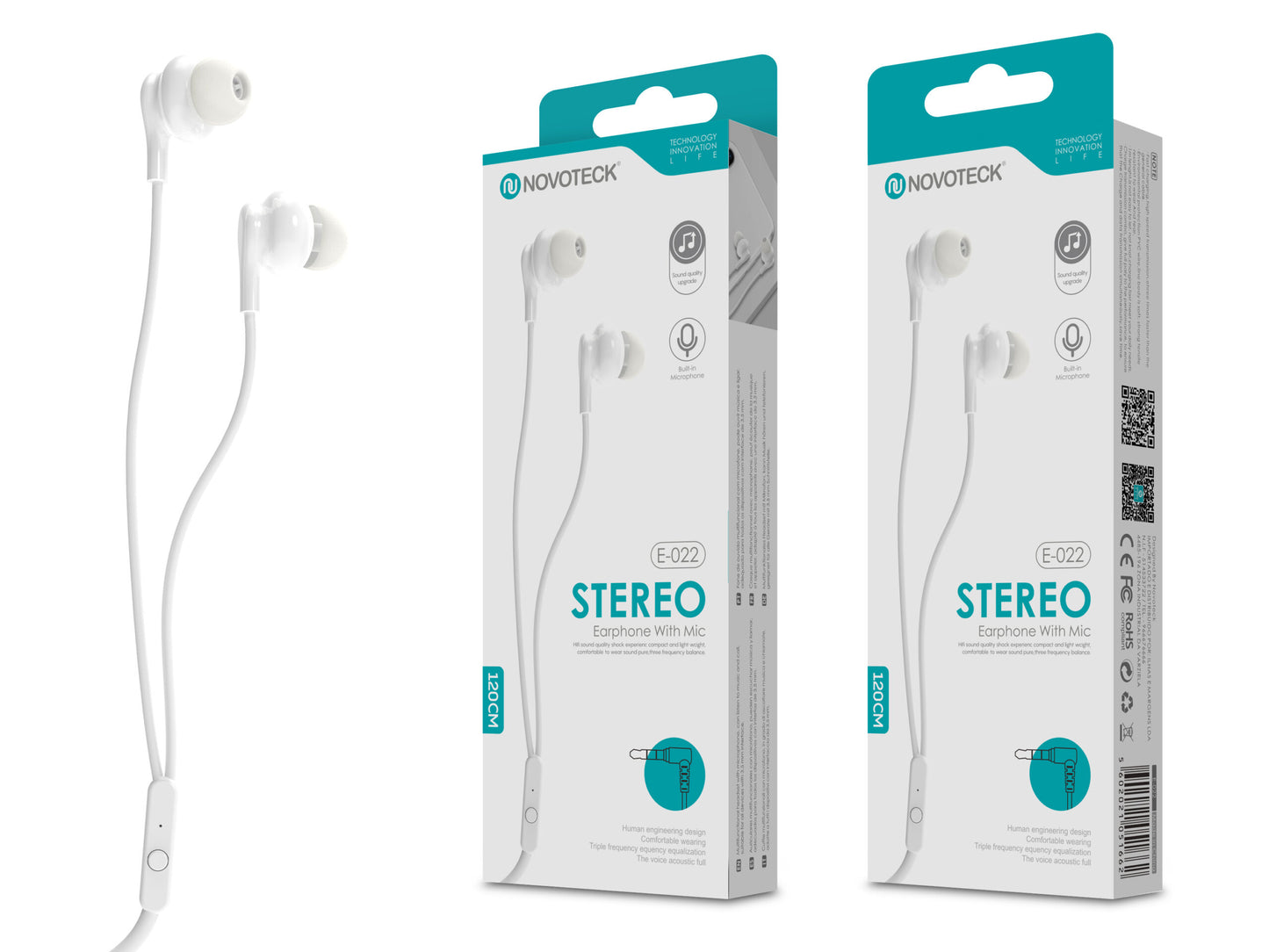 Auriculares Com Micro 120Cm Branco E-022