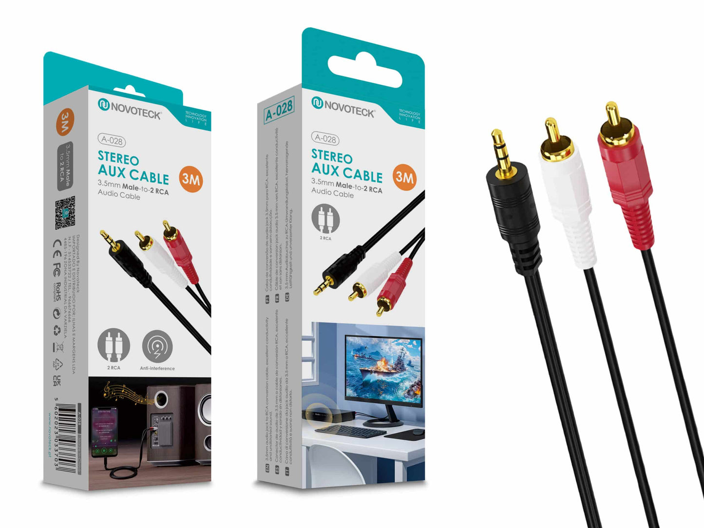 Cabo 3M Jack To Rca 2 NOVOTECK A-028