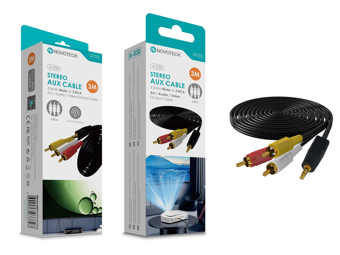 Cabo 3M Jack To Rca 3 NOVOTECK A-030