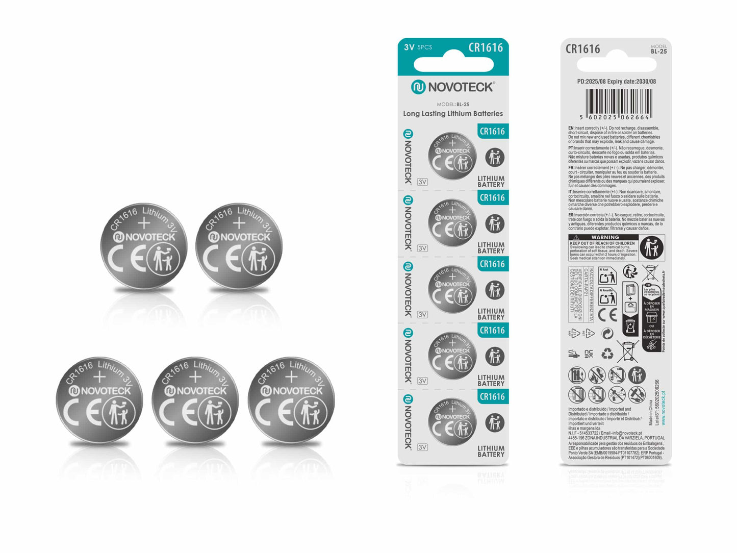 Bateria de Lítio CR1616 3V – Pack com 5 Unidades BL-25