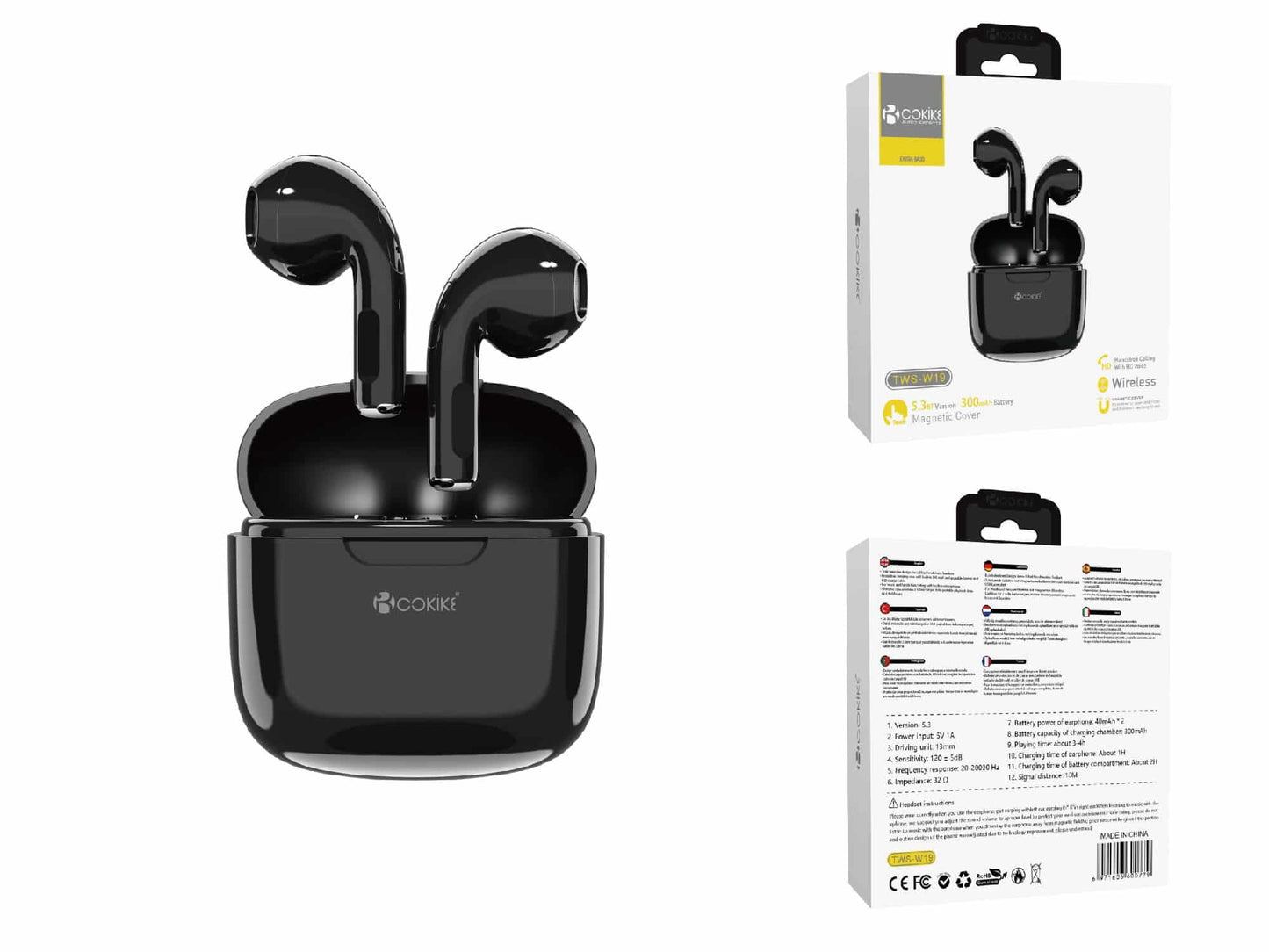 TWS-W19 Negro Auriculares Bluetooth Airpods