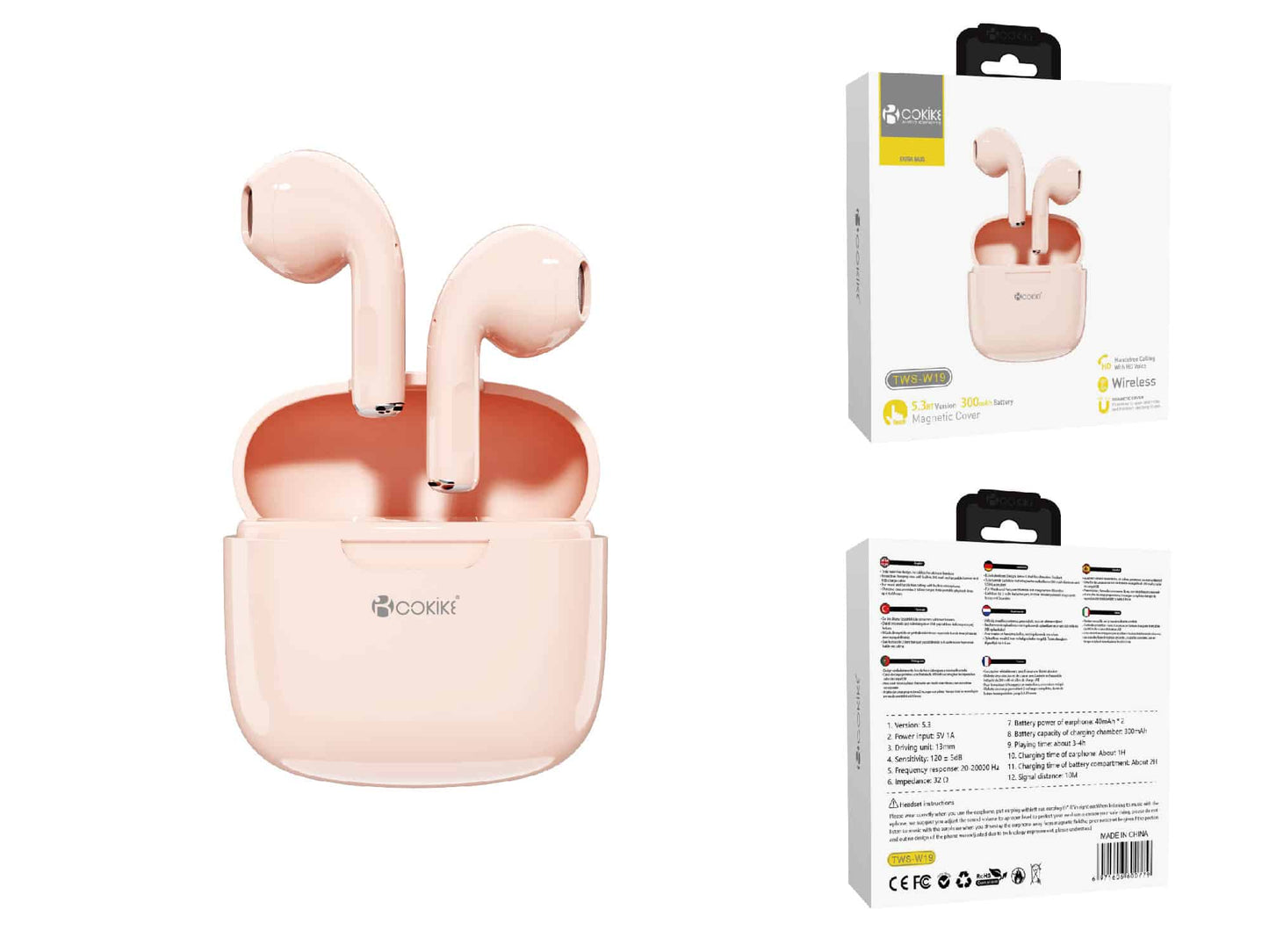 TWS-W19 Rosa Auriculares Bluetooth Airpods
