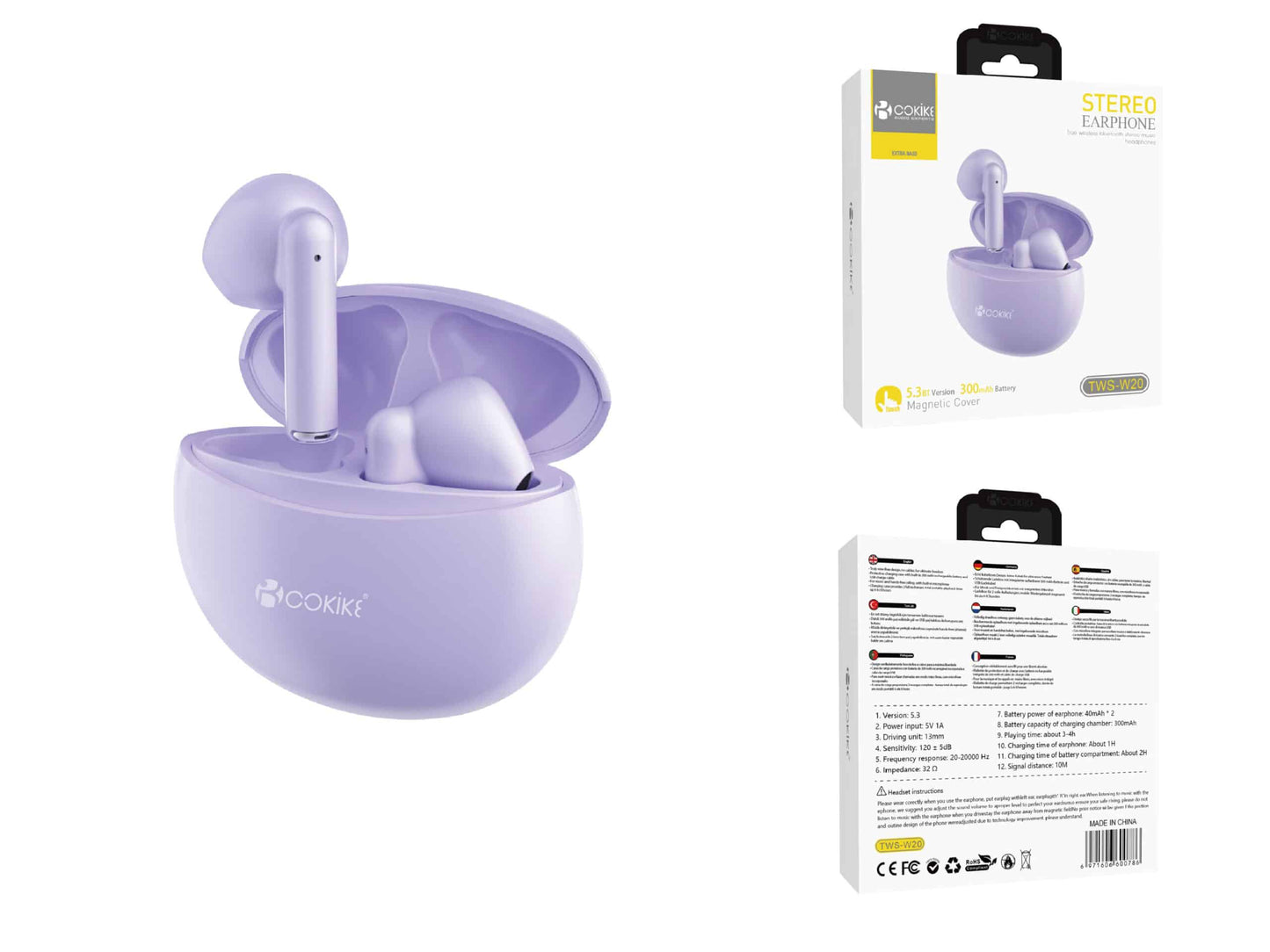 Auricular TWS Roxo TWS-W20
