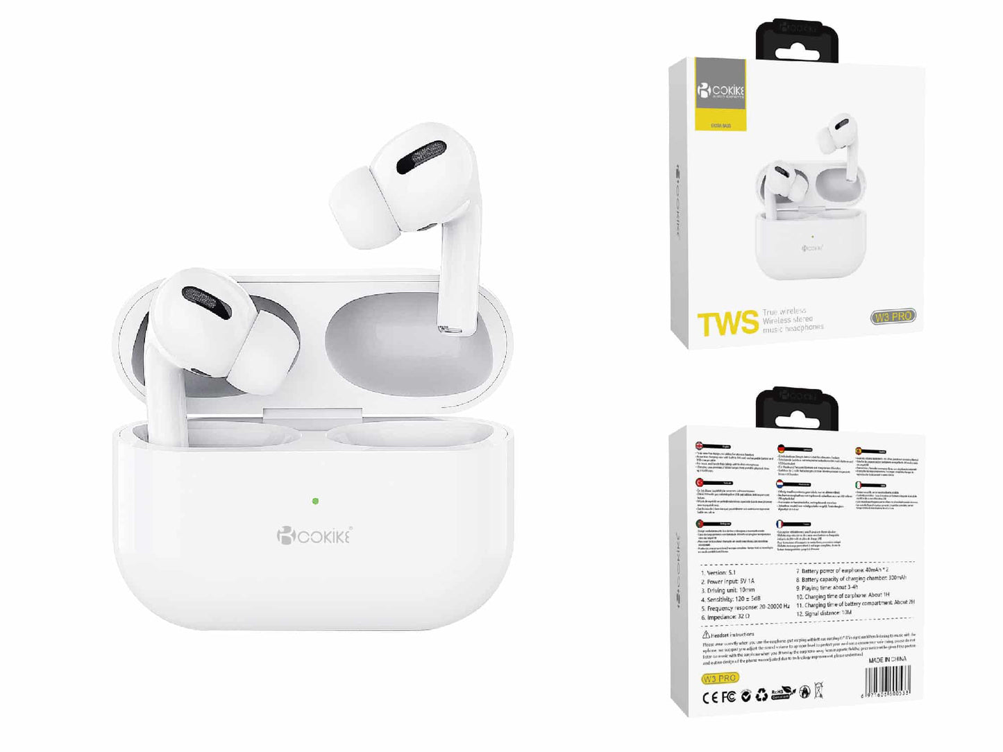 TWS-W3 Pro Auriculares Bluetooth Airpods