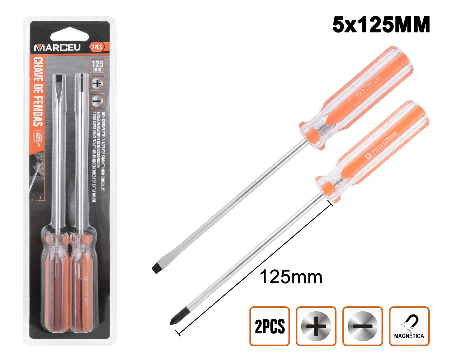 Chave de fendas conjunto de 2 tipos (125mm)