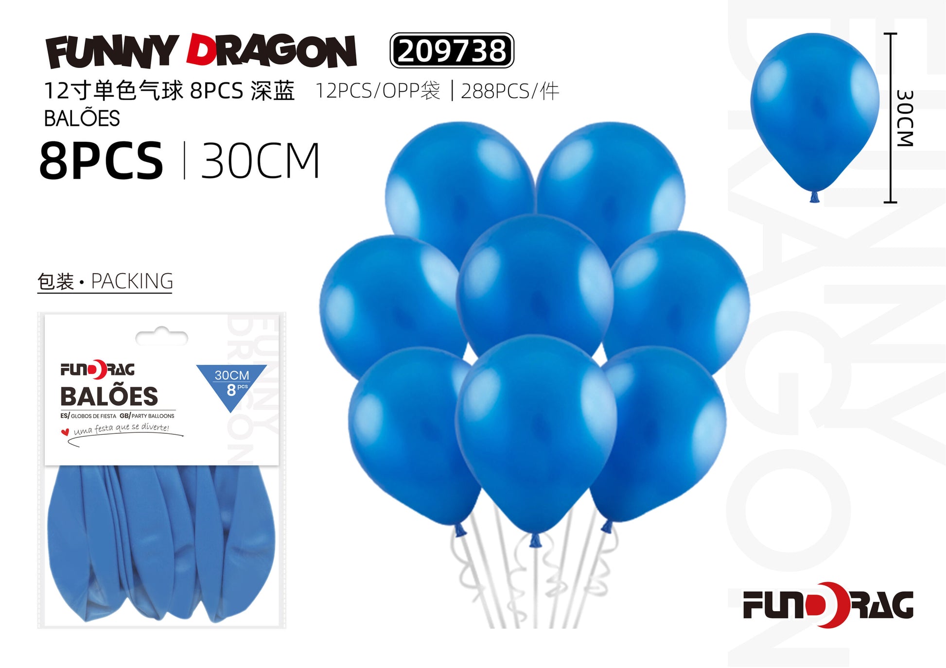 BALAO DE 8 PCS DE 30CM
