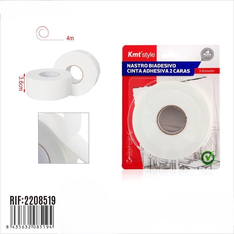 Fita cola dupla face de esponja 3.6cm x 4m