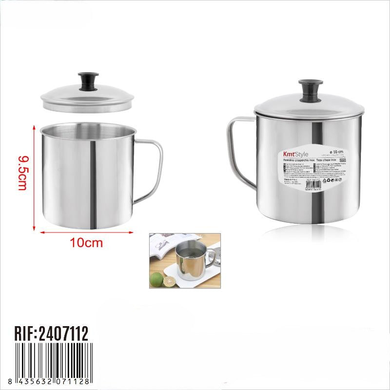 Caneca com tampa de inox - 9.5 cm