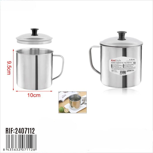 Caneca com tampa de inox - 9.5 cm