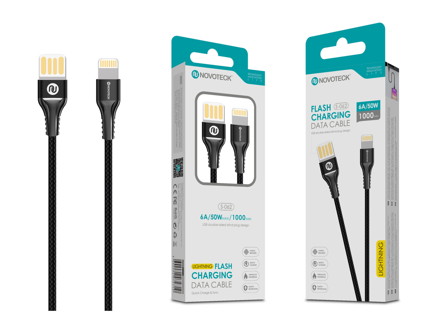 Cabo Lightning 6A 50W 1M Plug Dupla Face S-062