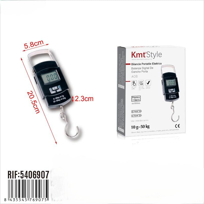 Balança Digital de Gancho Portátil – até 50 kg (Modelo A08)