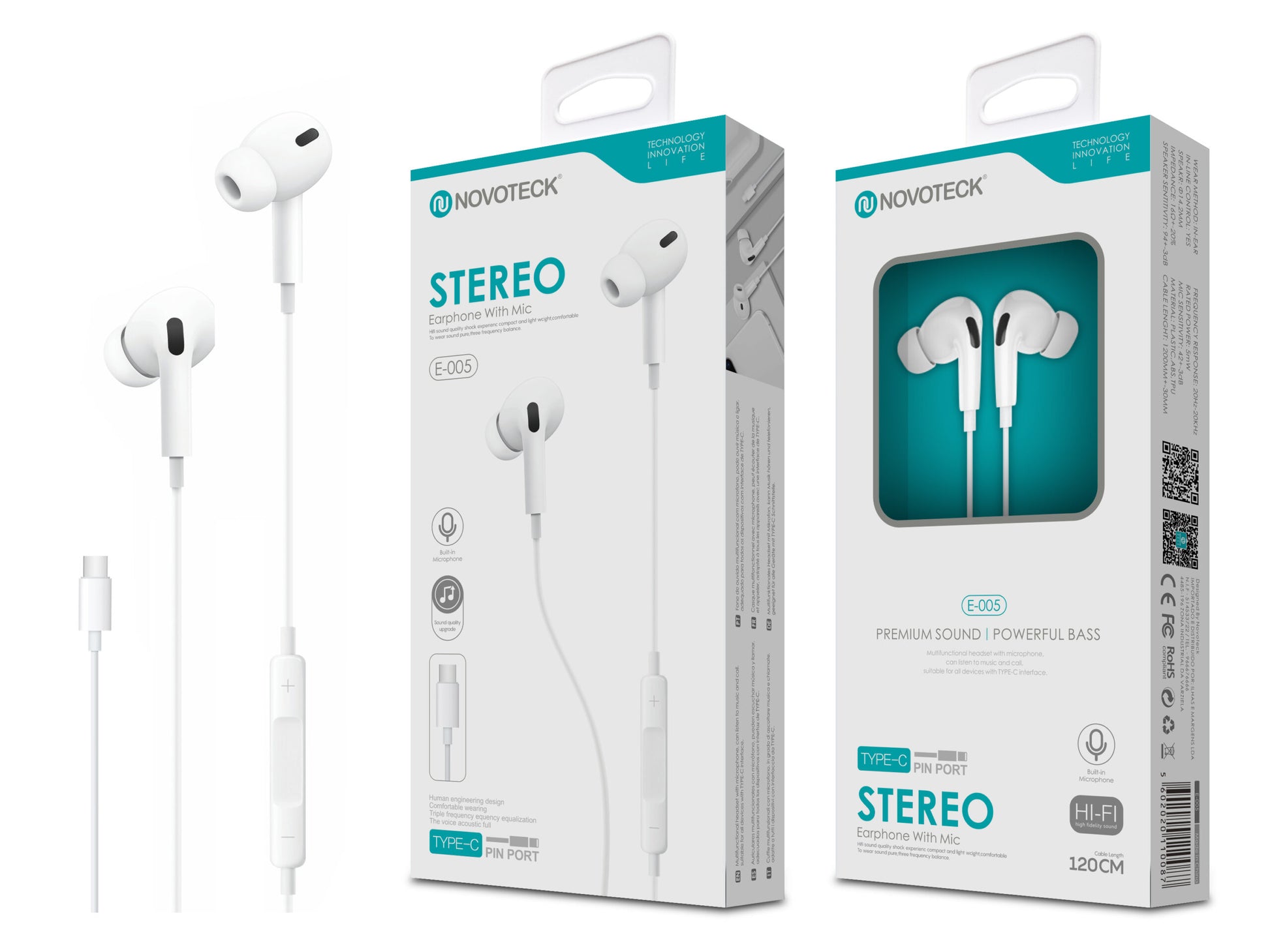E-005 Fones Com Micro Type-C