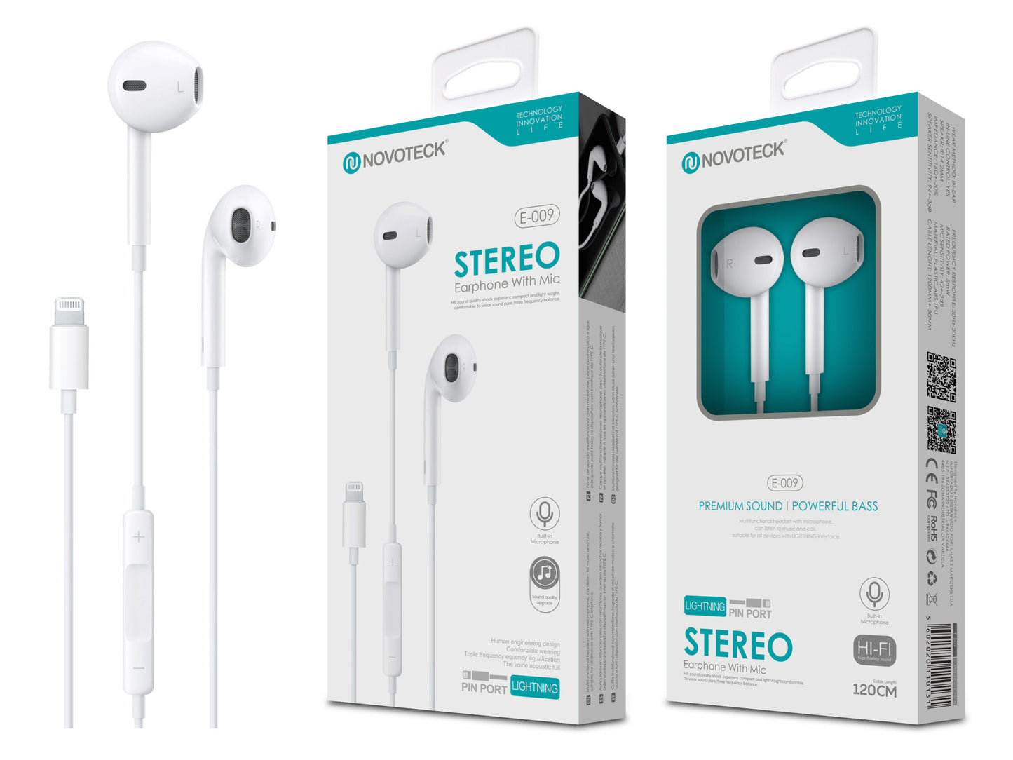 Fones Com Micro Lightning Bluetooth E-009