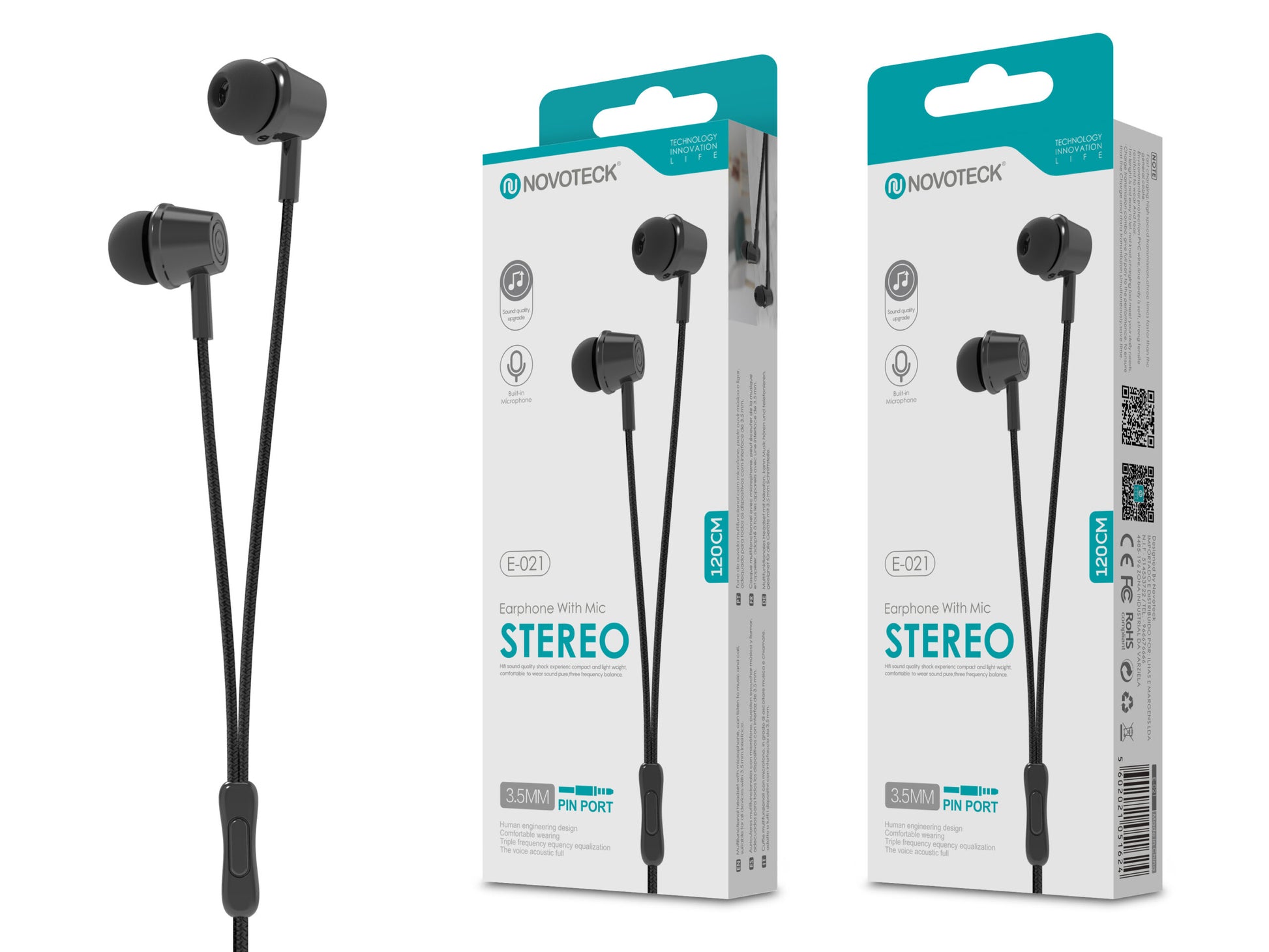Auriculares Com Micro 120Cm Negro E-021