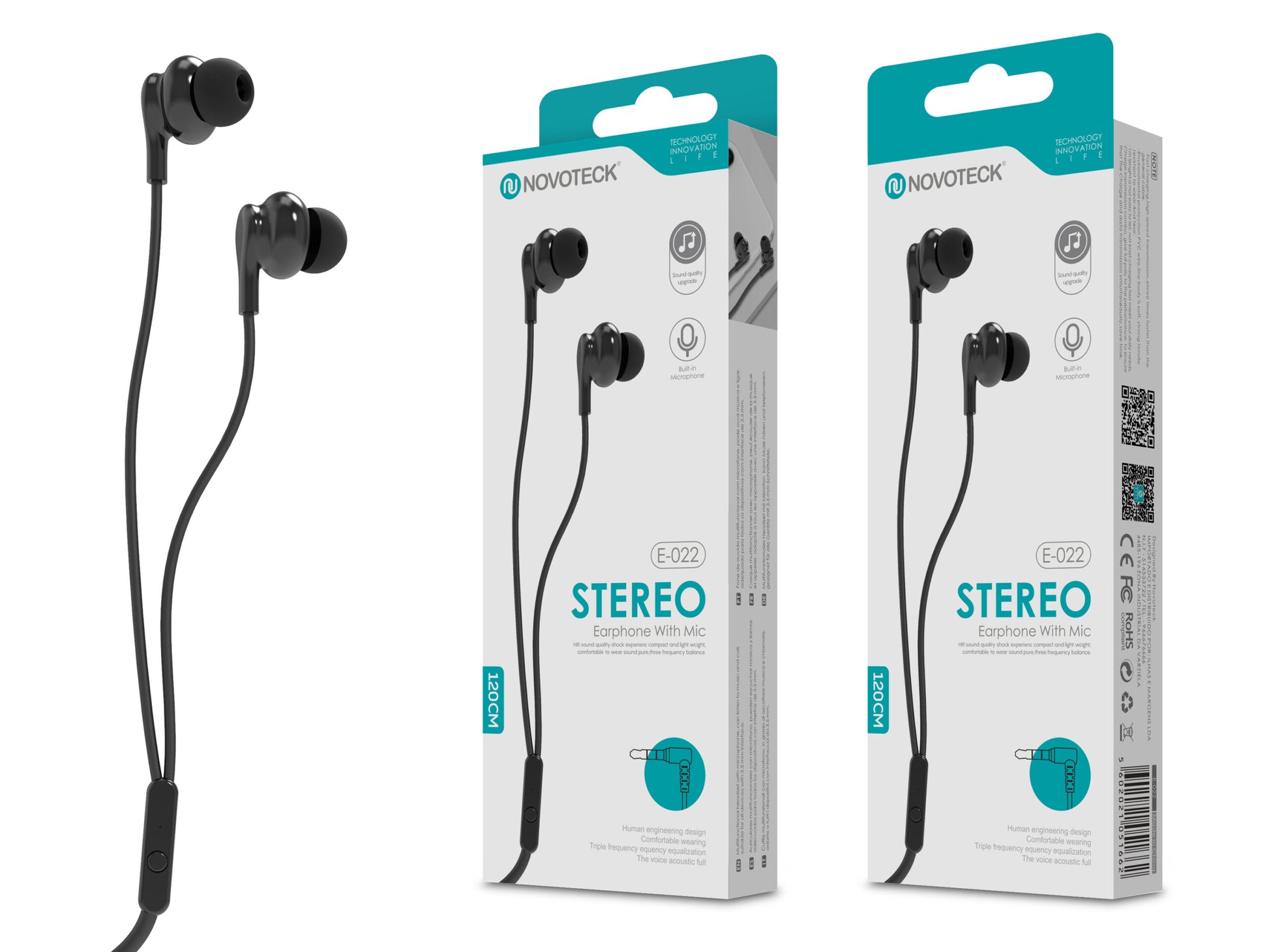 Auriculares Com Micro 120cm Negro E-022