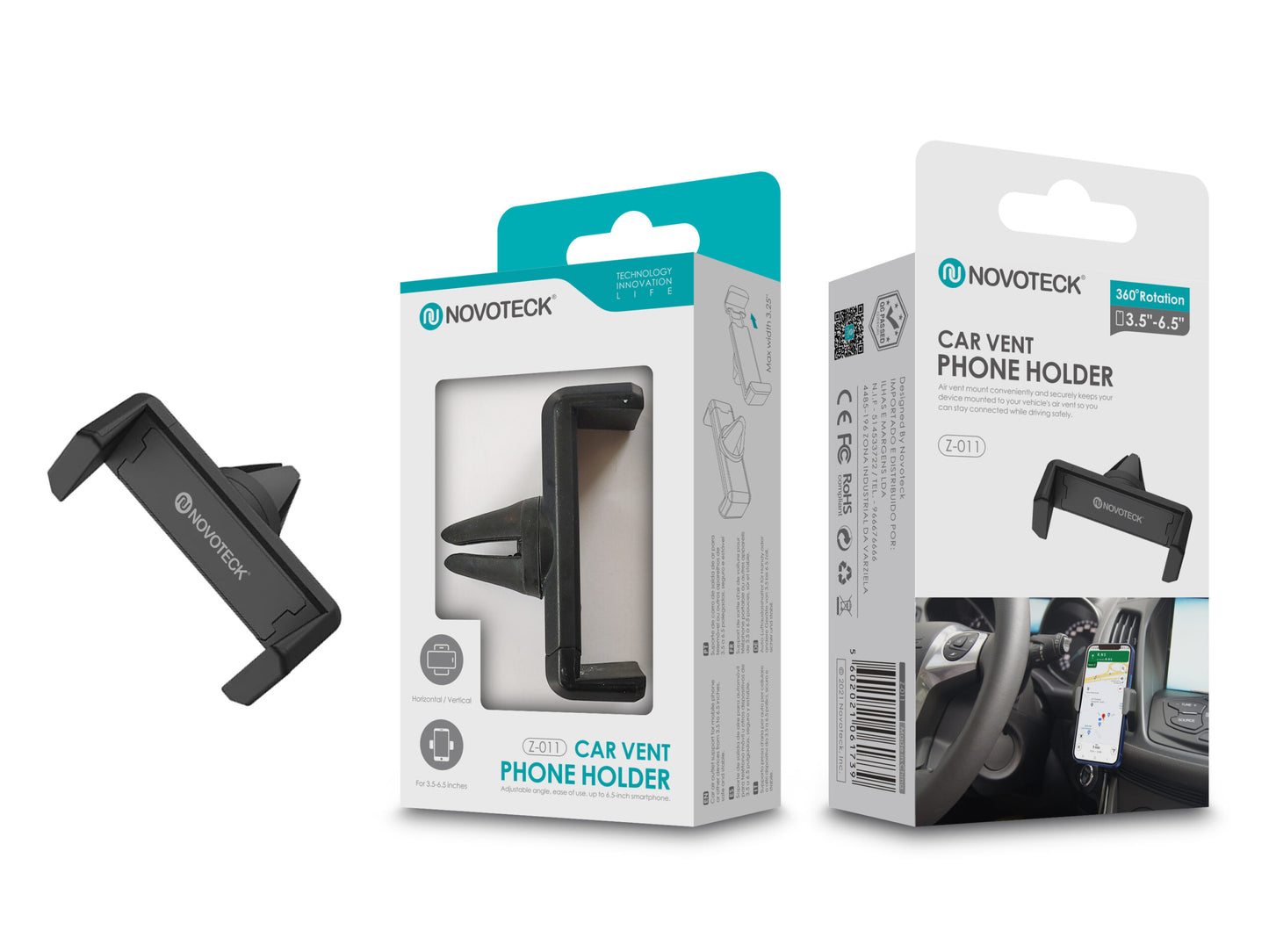 Suporte para Telemóvel de Ventilação Negro Z-011 Rotação 360