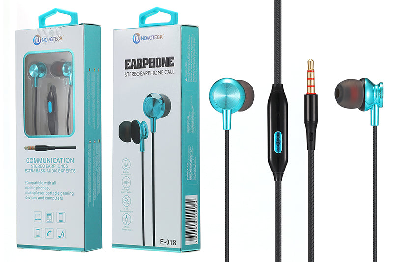 E-018 Auriculares Metal Com Micro Azul