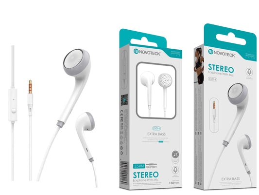 Auriculares Estéreo Branco com Extra Bass E-014