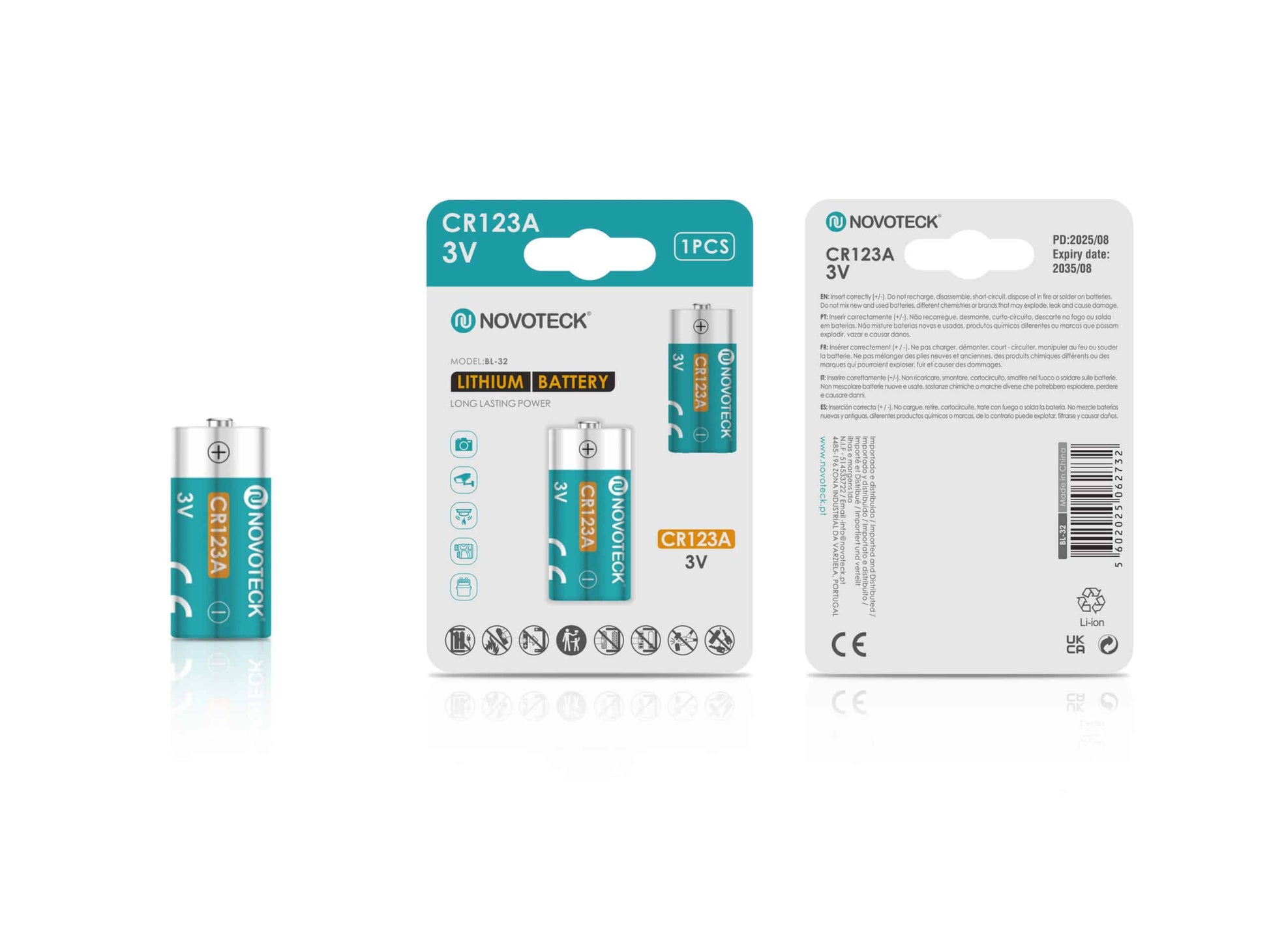 Bateria de Lítio CR123A 3V – 1 Unidade BL-32