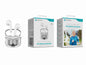 Auriculares Bluetooth TWS Branco BT-010 – Estojo de Carregamento Transparente, Design Moderno