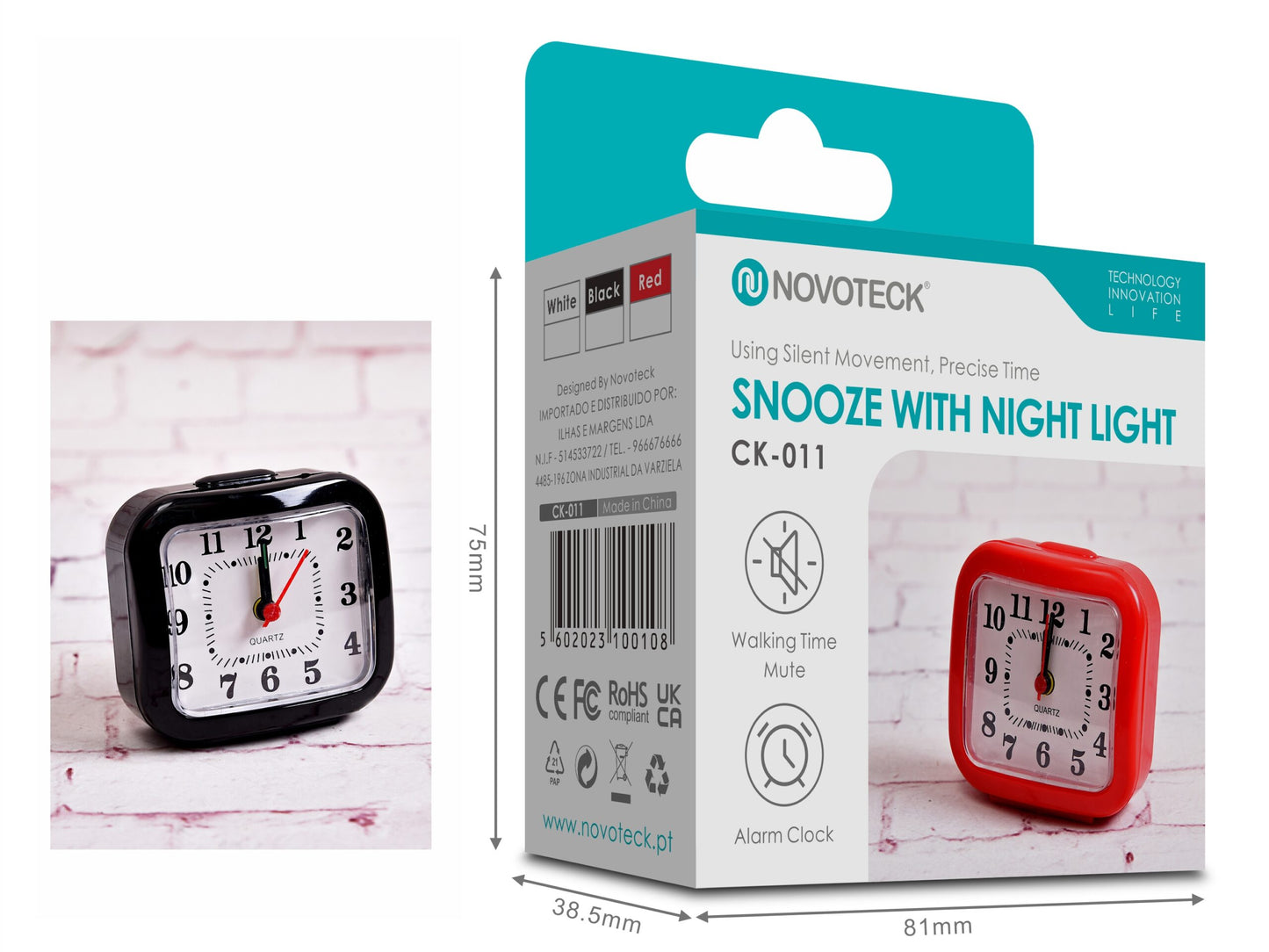 Despertador Estilo Retrô NOVOTECK CK-011 Negro