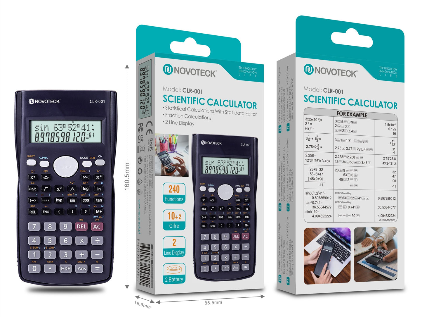 Calculadora Científica Avançada NOVOTECK CLR-001 com 240 Funções e Display Duplo