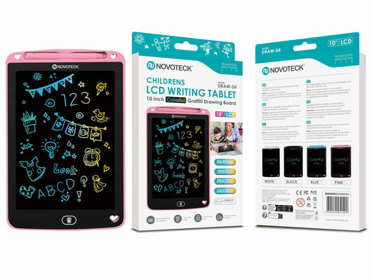 Tablet de Escrita LCD Colorido para Crianças - 10'' Polegadas, DRAW-04 Rosa