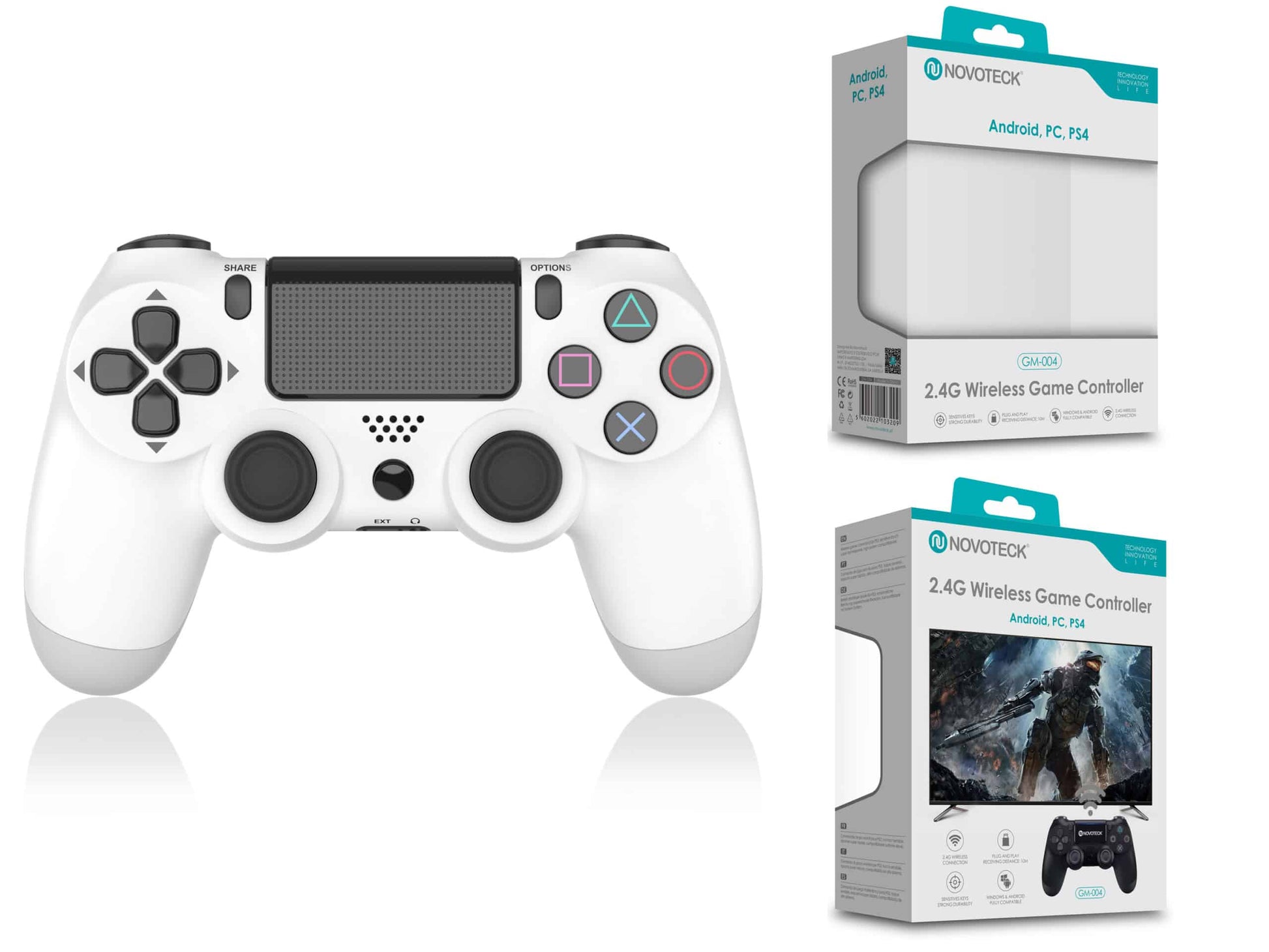Comando Jogo PS4-PC-Android Branco Sem Fio 2.4G GM-004
