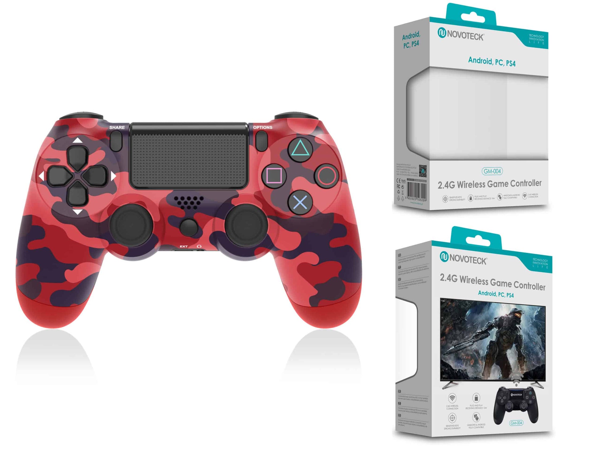 Comando Jogo PS4-PC-Android Tropa Vermelho Sem Fio 2.4G GM-004