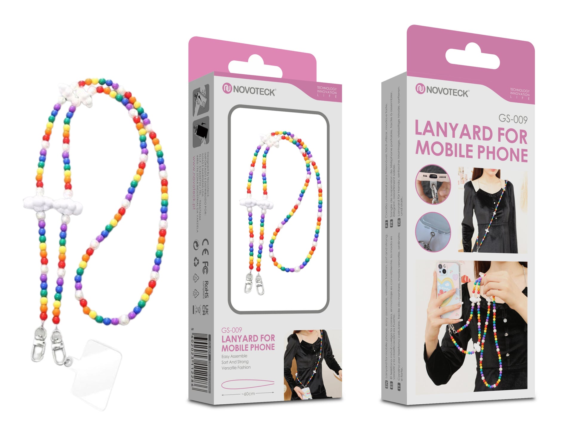Cordão Colorido para Telemóvel NOVOTECK GS-009 Branco
