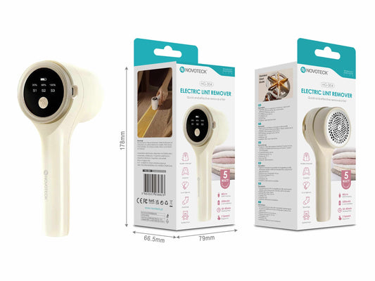 Removedor de Borbotos Elétrico Novoteck HG-004 – Recarregável 5W com Visor Digital, 3 Velocidades, Bateria 500mAh, USB Micro, Ideal para Roupas e Esto