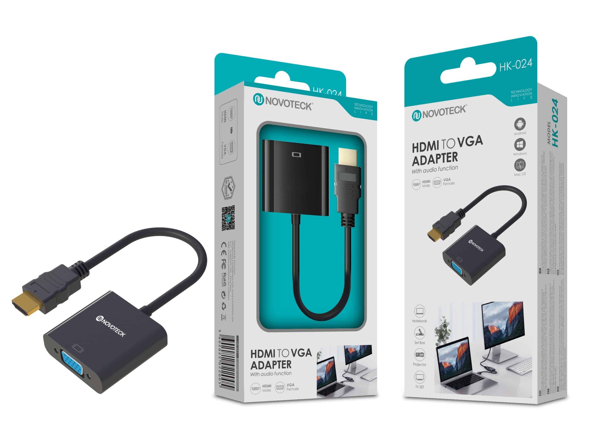 Adaptador HDMI para VGA NOVOTECK HK-024 - Conectividade Universal