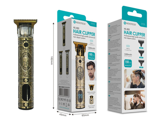 Cortador de Cabelo Avançado NOVOTECK HS-002 com Display Digital e Design Buda