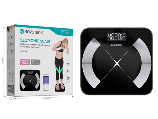 Balança Eletrónica Novoteck JC-016 com Conectividade Bluetooth, Display LCD e Alta Precisão - Capacidade até 180 kg