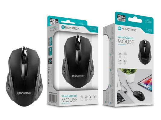 Rato Óptico com Fio NOVOTECK JS-004 - 2000 DPI, Ergonómico, Plug-and-Play