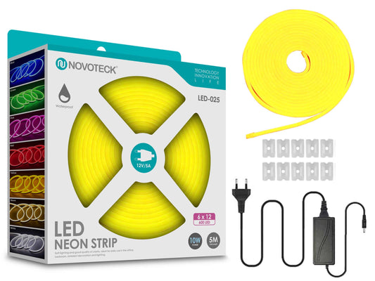 Fita Neon Led Amarelo 5M 10W 12V 600Led Ip65 LED-025