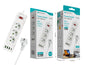 Extenção 2m com 3 tomads 3 usb 1 type-c PD-002 16A