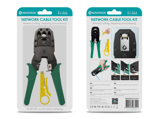 Kit Completo de Ferramentas de Crimpagem de Cabo de Rede NOVOTECK PJ-023 - Precisão Profissional para Instalação e Manutenção