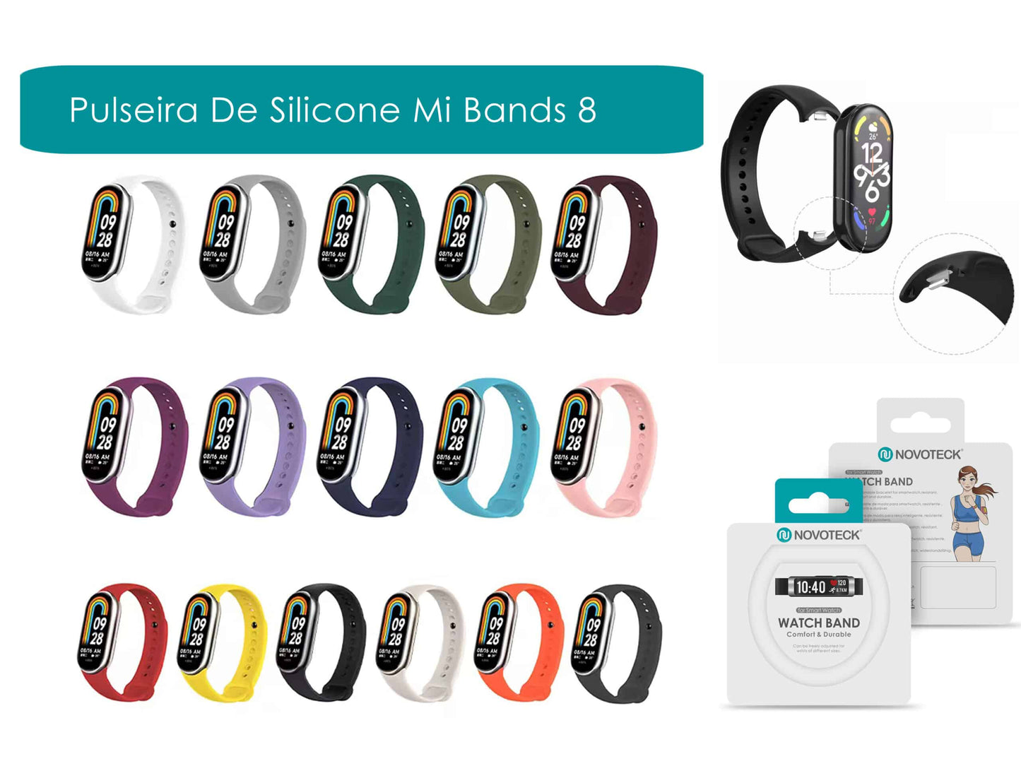 Bracelete Silicone Para Mi Bands 8 Branco