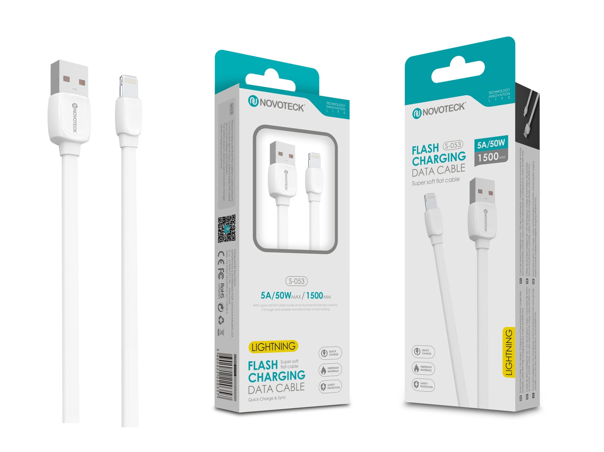 Cabo Lightning 5A 50W 1.50M S-053 Super Macio e Durável