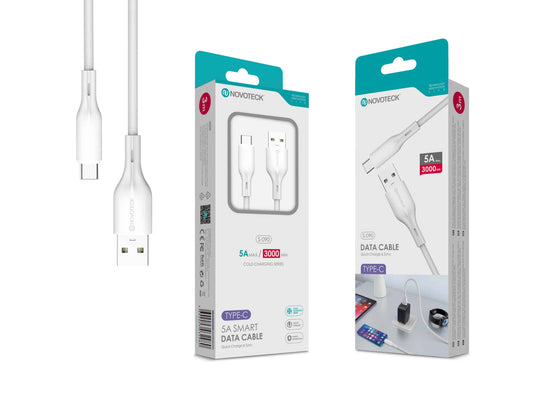 Cabo de Dados Type-C Branco 3M,5A, S-090