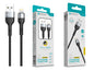 Cabo de Dados Trançado Nylon 3.1A Carregamento Rápido Negro Lightning USB 1.0M