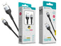 Cabo de Dados Trançado Nylon 3.1A Carregamento Rápido Negro Lightning USB 3.0M
