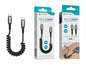 Cabo USB-C para USB-C Espiral Novoteck S-128 – 1.8M Extensível, 60W Power Delivery, Design Retrátil Tipo Mola
