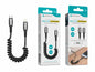 Cabo USB-C para Lightning Espiral Novoteck S-129 – 1.8M Extensível, 30W Power Delivery, Design Retrátil para iPhone e iPad