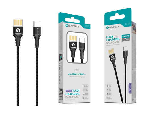 Cabo Type-C 6A 50W 1M Plug Dupla Face S-061