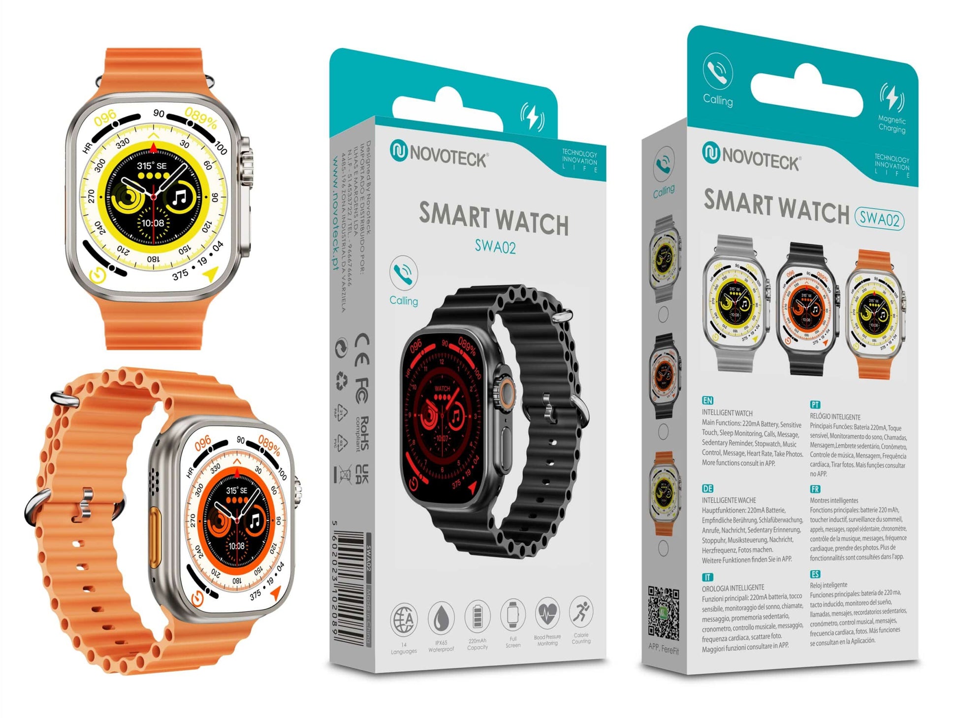 Smartwatch Cinzento SWA02 com Funções Inteligentes, Monitoramento de Saúde, Conexão Bluetooth e Design Moderno
