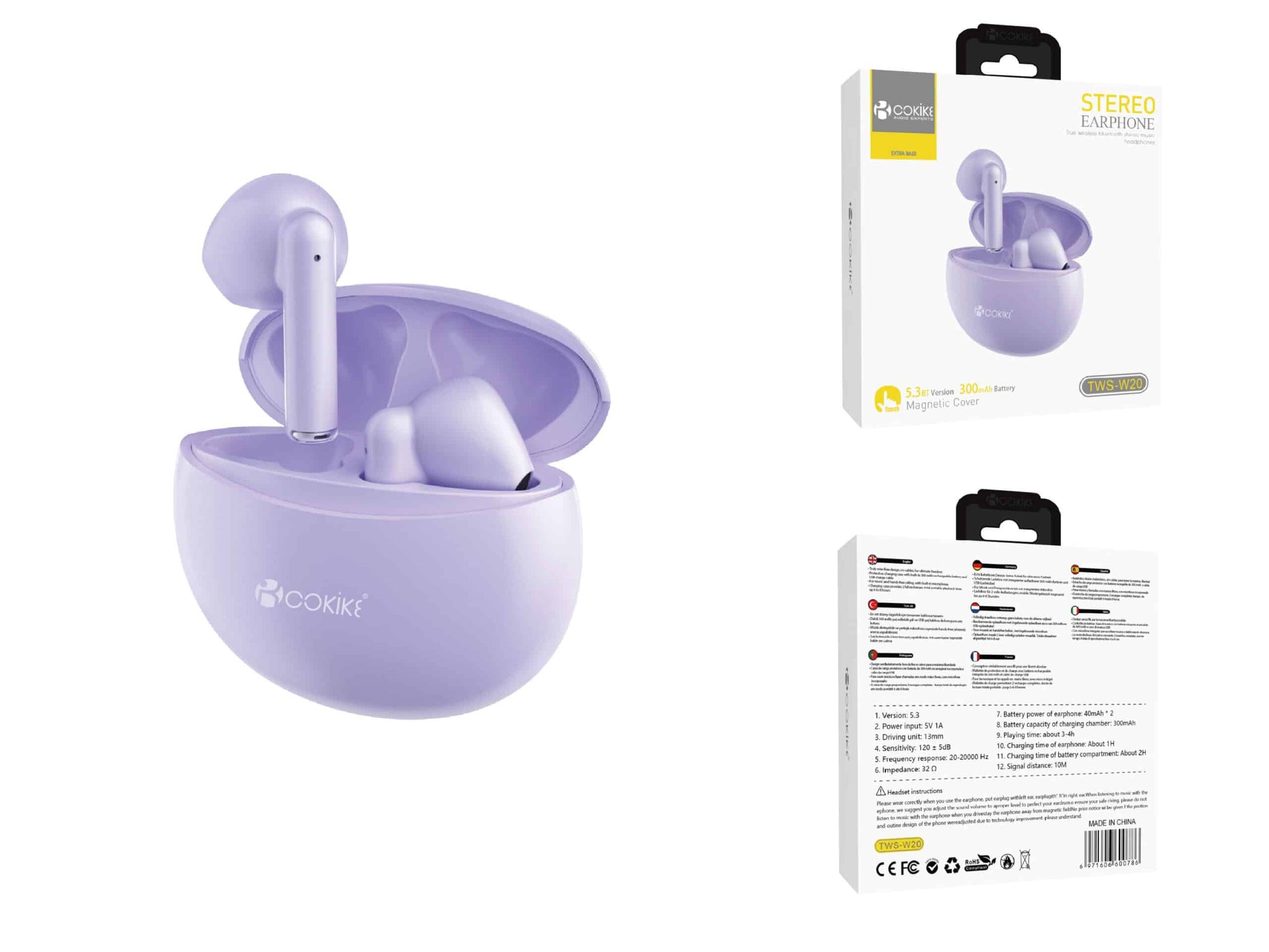 Auricular TWS Roxo TWS-W20